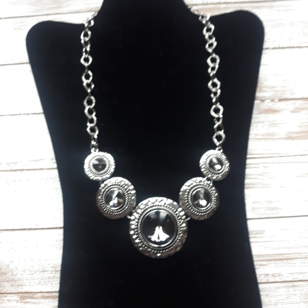Elegant Silver Necklace with Black Accents